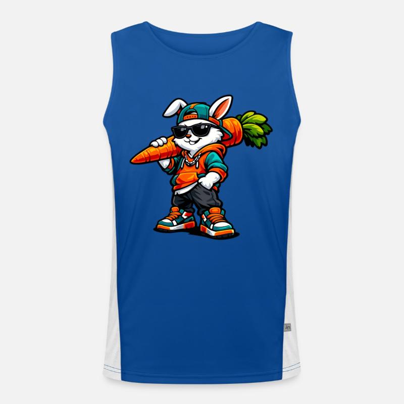 Funny Easter Bunny with Carrot Rabbit Men's Functional Contrast Tank Top 