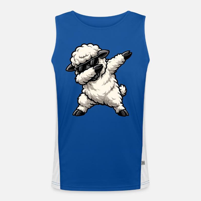 Dabbing Sheep - Men's Functional Contrast Tank Top  - royal/white
