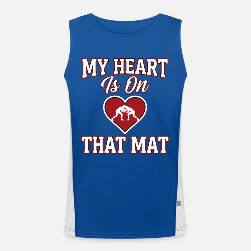 Mit hjerte er på den mate-brydningsmor - Funktionel kontrast tanktop til herrer - kongeblå/hvid