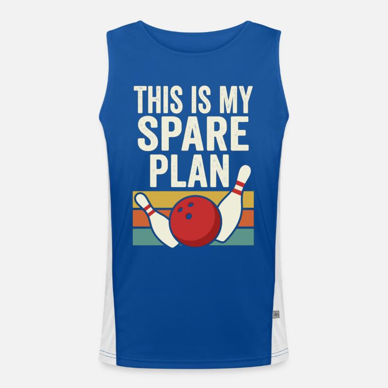 This Is My Spare Plan Bowling Retro Design Funktionelles Kontrast-Tank Top für Männer 