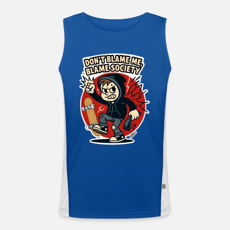 Schuld an der Gesellschaft Skater-Rebell Funktionelles Kontrast-Tank Top für Männer 