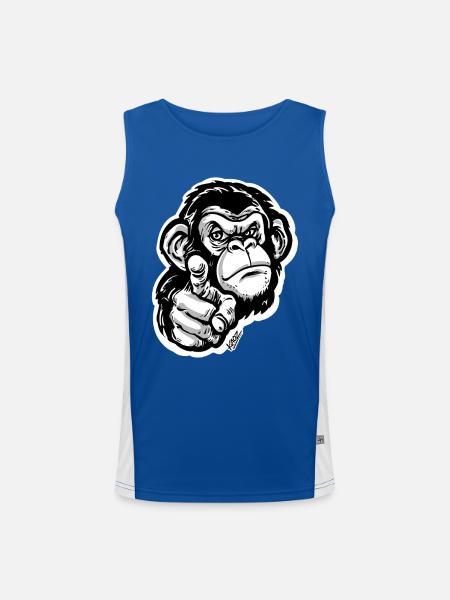 Monochrome Monkey Pointing - Men's Functional Contrast Tank Top  - royal/white