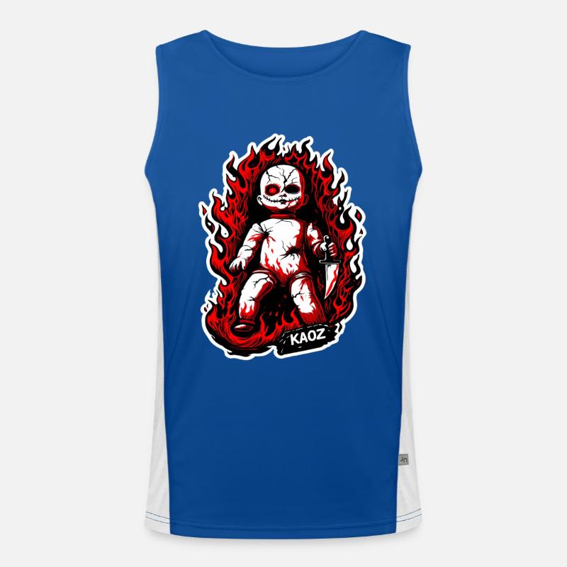 Flame Voodoo Doll Inferno Men's Functional Contrast Tank Top 