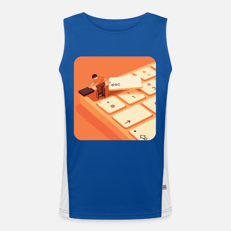 ESC – Work Mode Off - Men's Functional Contrast Tank Top  - royal/white