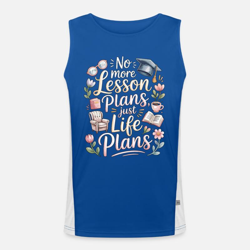 Retired Teacher No More Lesson Plans Education Funktionelles Kontrast-Tank Top für Männer 