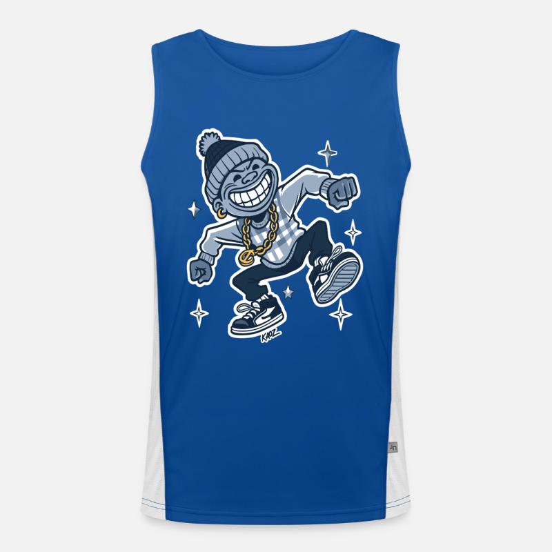 Grinning Rapper with Gold Chain - Men's Functional Contrast Tank Top  - royal/white