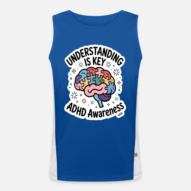 Puzzle Brain ADHD Awareness - Men's Functional Contrast Tank Top  - royal/white
