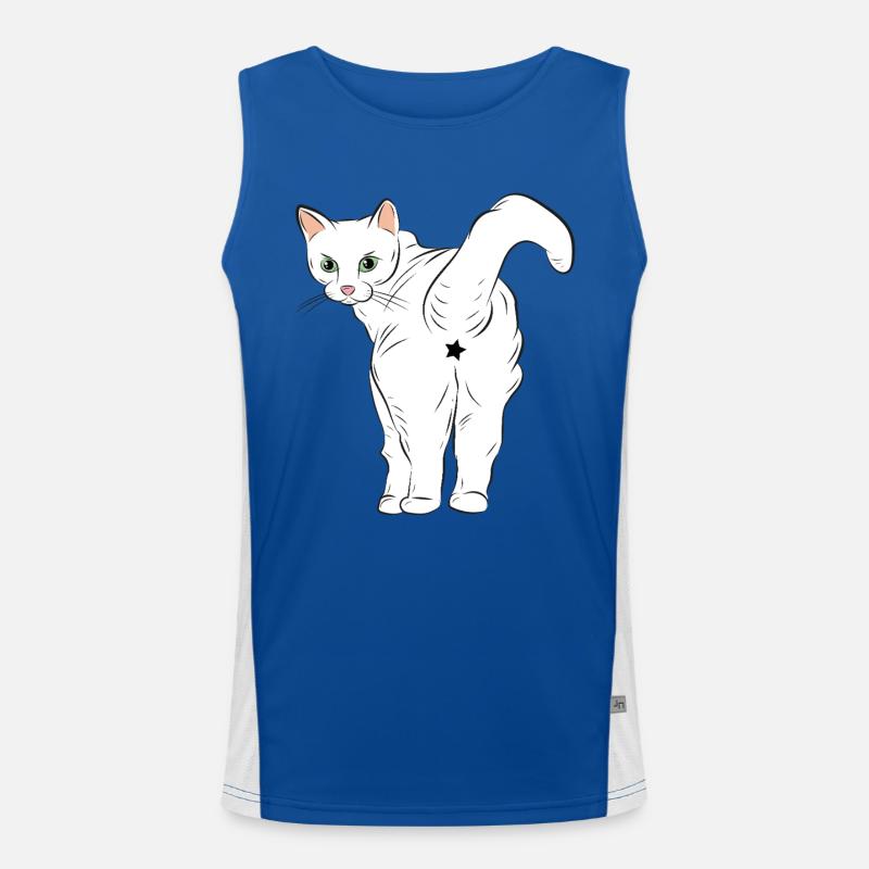 White Cat with Star Logo Men's Functional Contrast Tank Top 