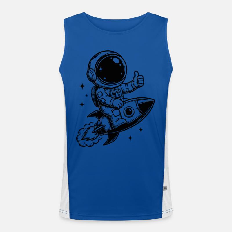 Astronaut on rocket space adventure - Men's Functional Contrast Tank Top  - royal/white