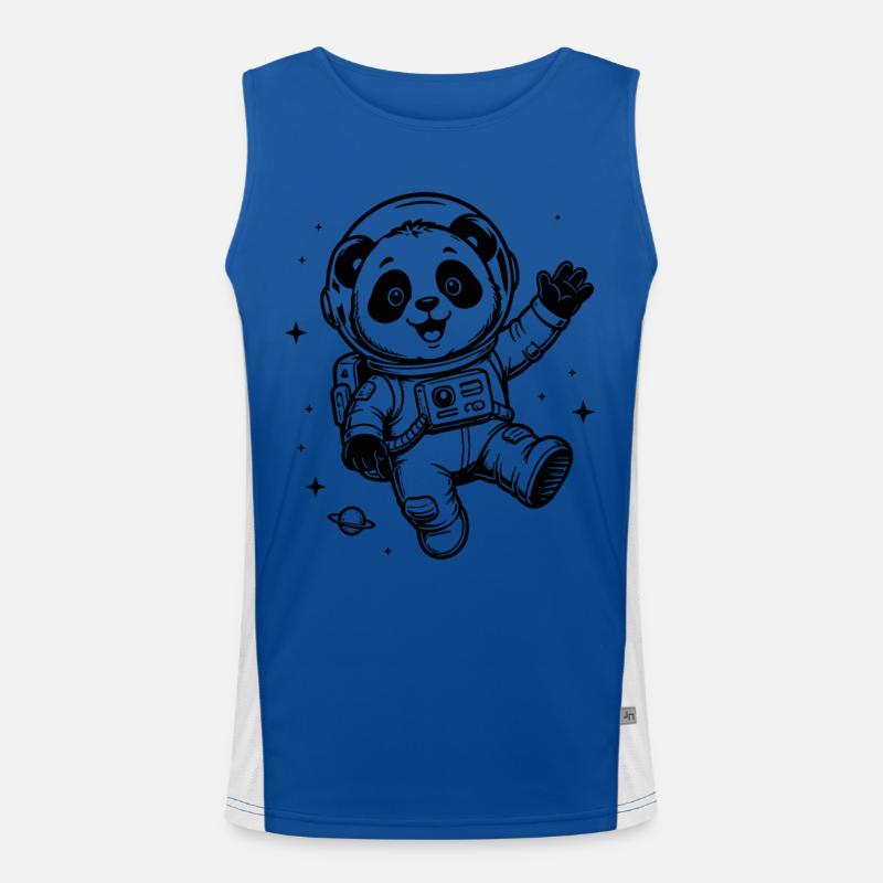 Astronaut Panda Space Waving Adventure - Men's Functional Contrast Tank Top  - royal/white