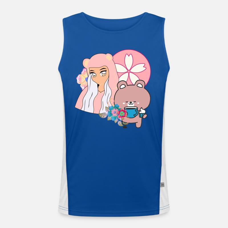 Kawaii Bear & Inclusive Tea Time Men's Functional Contrast Tank Top 