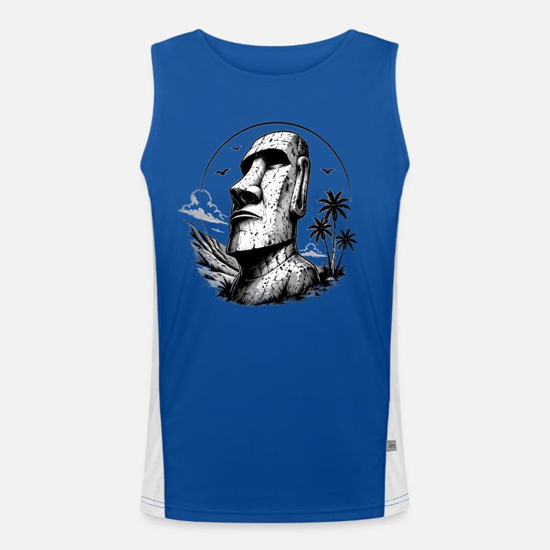 Moai Osterinsel Statue  Funktionelles Kontrast-Tank Top für Männer 