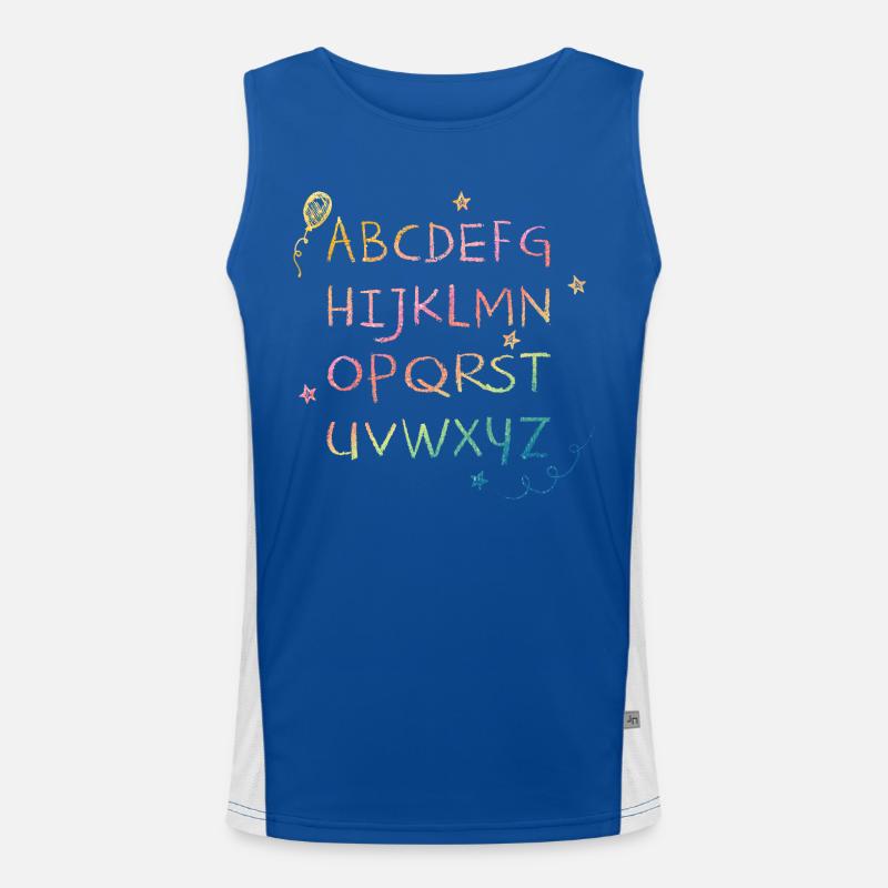 Rainbow Chalk Alphabet with Asterisks Men's Functional Contrast Tank Top 