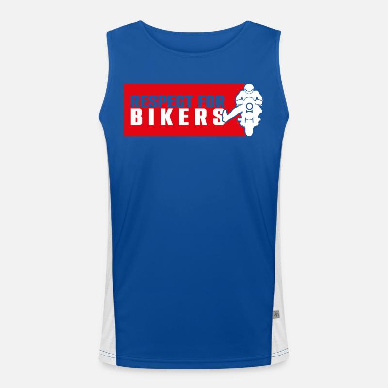 Respect Bikers on Red Background Men's Functional Contrast Tank Top 