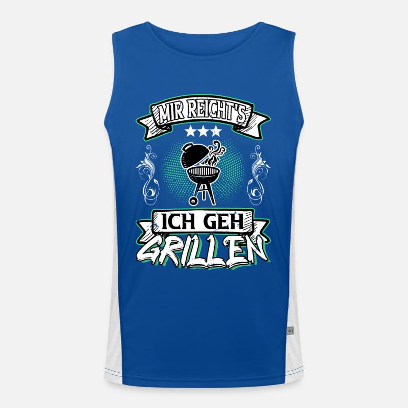 Grill Grillen Griller BBQ Spruch Lustig Humor Funktionelles Kontrast-Tank Top für Männer 