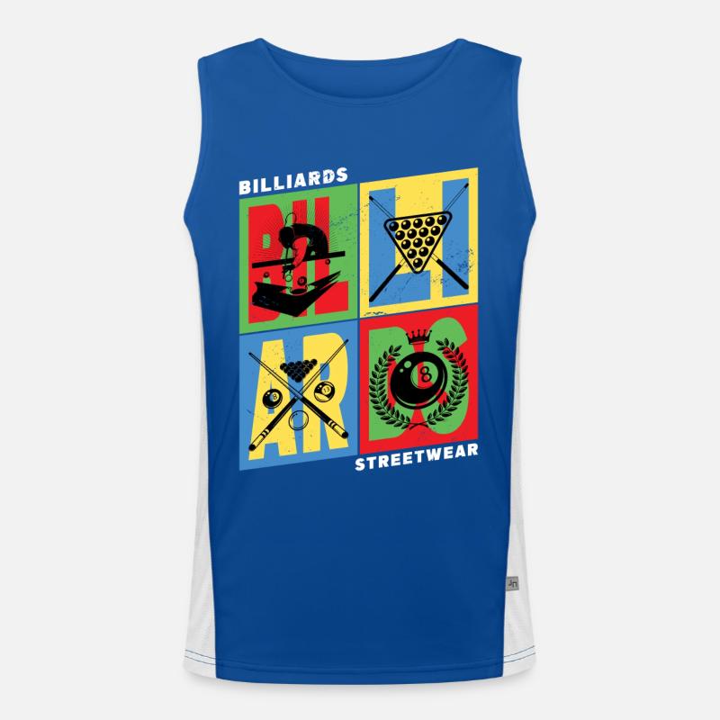 Billard Pool Snooker Queue Kugeln Vintage Retro Funktionelles Kontrast-Tank Top für Männer 