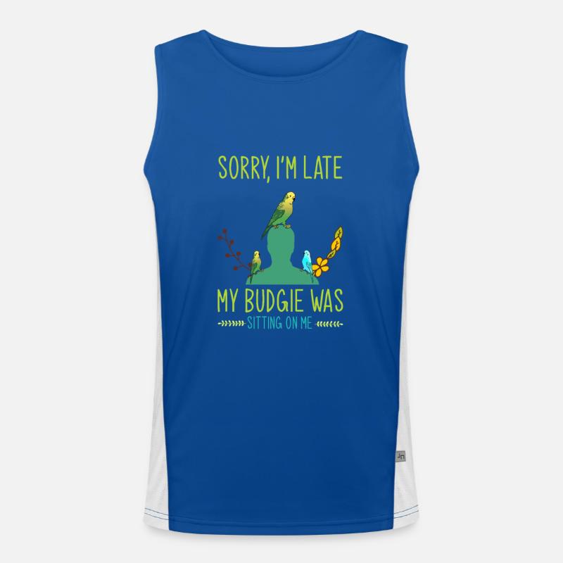 Budgerigar, budgerigars, birds - Men's Functional Contrast Tank Top  - royal/white