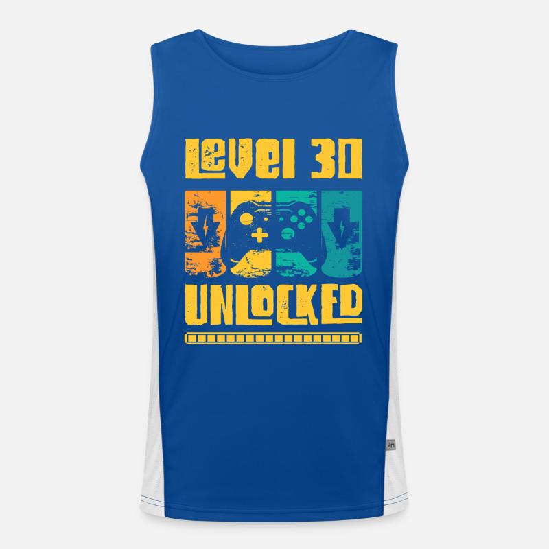 30. Geburtstag Retro Mann Level 30 Freigeschaltet Funktionelles Kontrast-Tank Top für Männer 