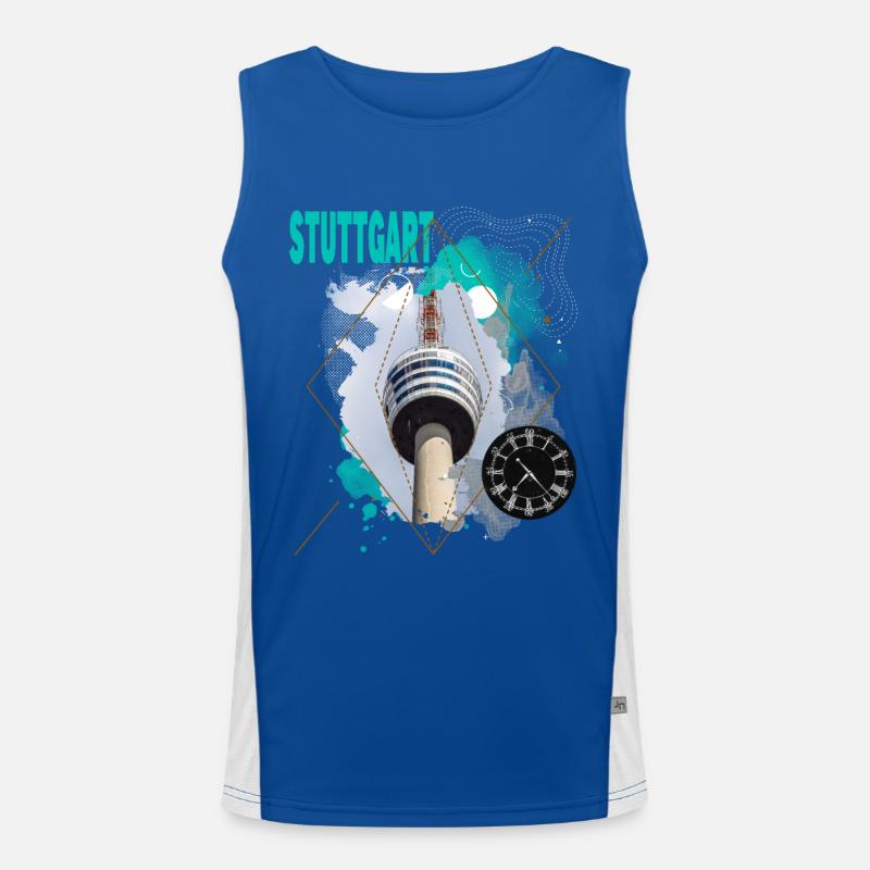 Stuttgart Germany City Skyline Vintage Retro Men's Functional Contrast Tank Top 