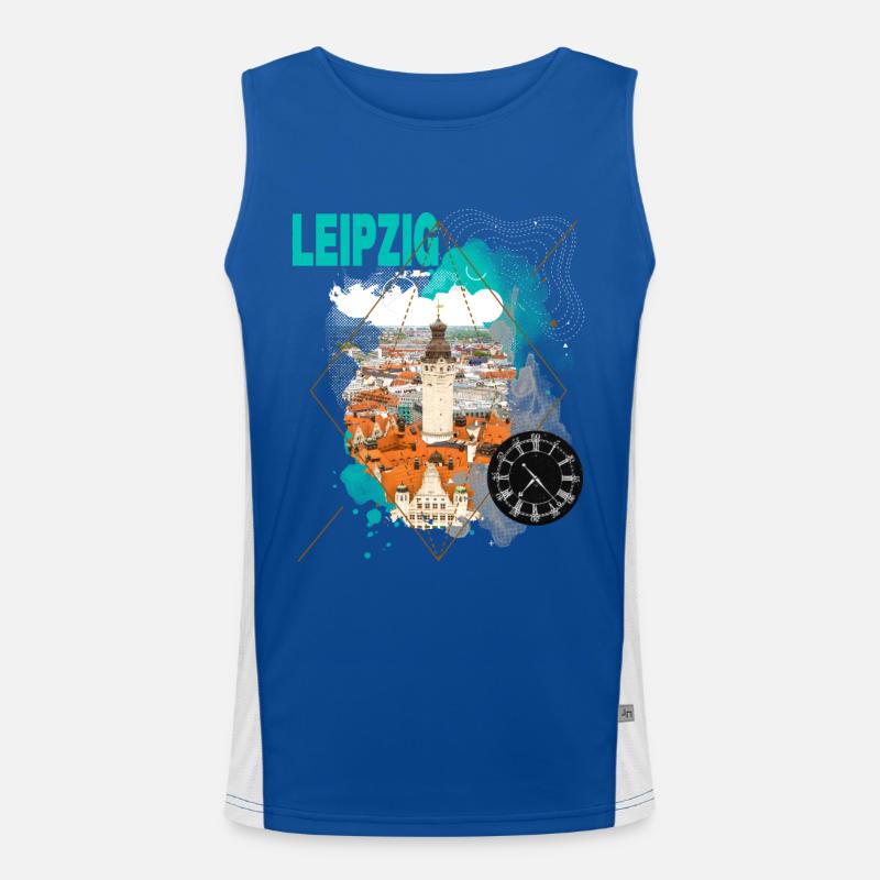 Leipzig Germany City Skyline Vintage Retro Men's Functional Contrast Tank Top 
