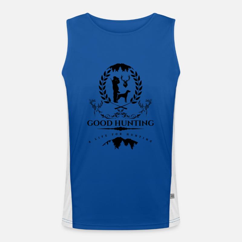 Jäger Spruch-Good huntig-A life for hunting Funktionelles Kontrast-Tank Top für Männer 