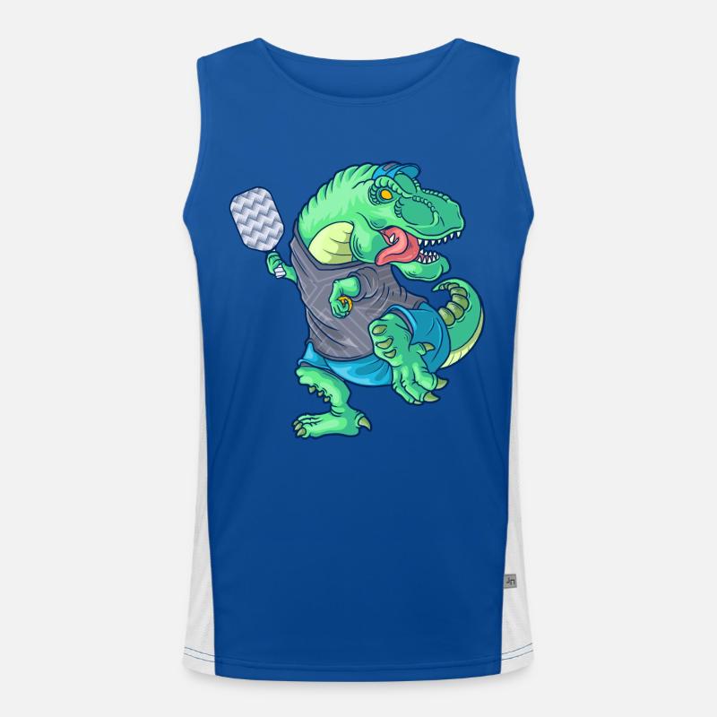 Pickleball Saurus Dinosaur T-Rex avec raquette Débardeur respirant contrasté Homme 