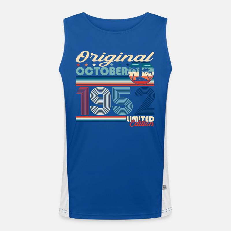 October Born 1952 70th Birthday Gift Men's Functional Contrast Tank Top 