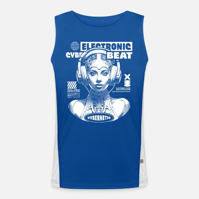 Futuristisches Sci-Fi Shirt mit Electro Beat Funktionelles Kontrast-Tank Top für Männer 