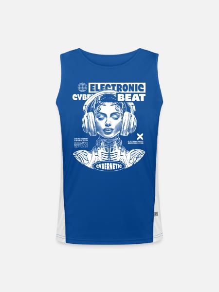 T-shirt Techno Festival : Space Princess Design - Débardeur respirant contrasté Homme  - bleu/blanc - Devant
