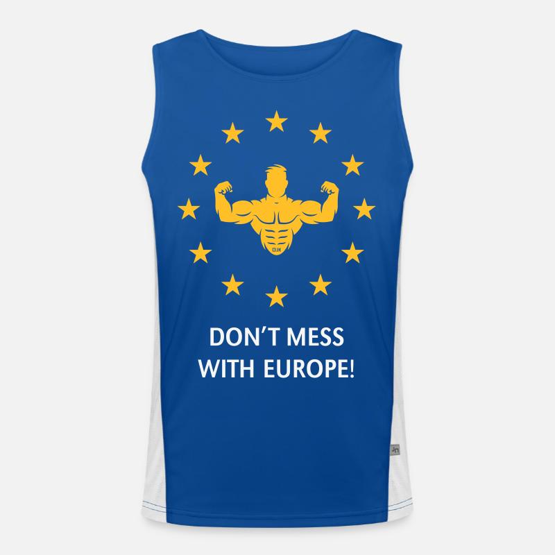 Don’t Mess With Europe! (Politics / 2C) Men's Functional Contrast Tank Top 