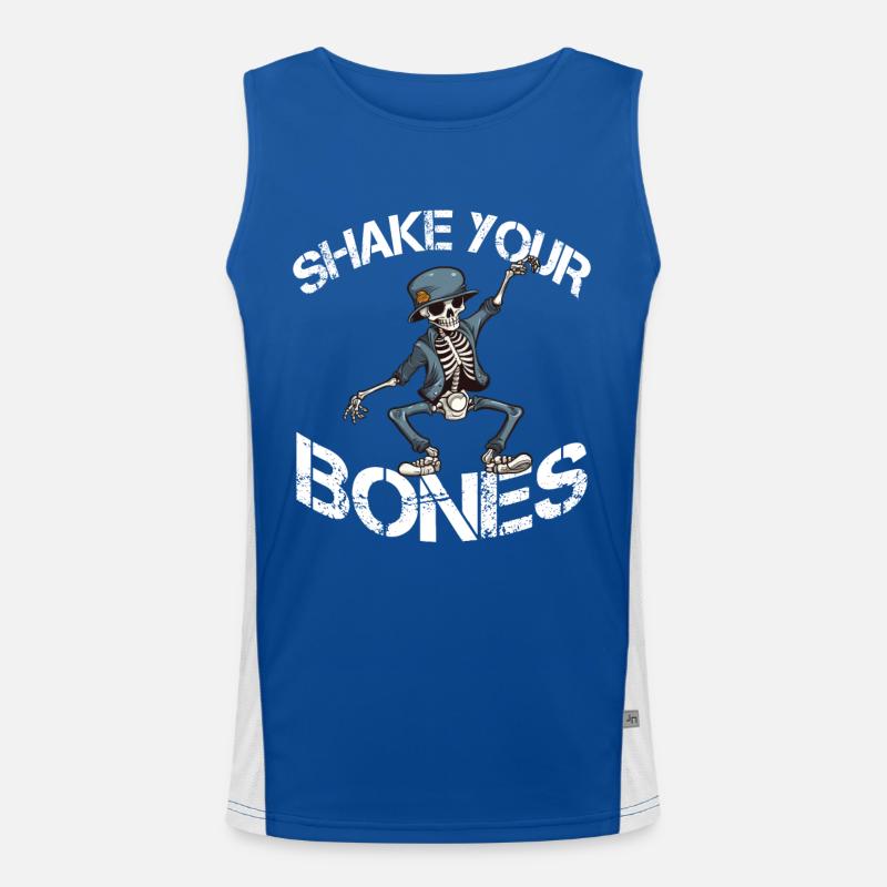 Shake your Bones skeleton saying Lusitg Men's Functional Contrast Tank Top 