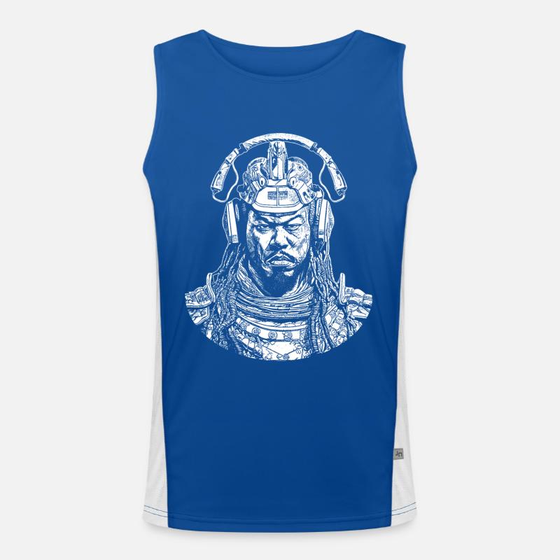Krieger der Klänge: Urbaner Samurai auf Shirt Funktionelles Kontrast-Tank Top für Männer 
