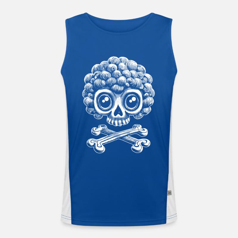 Mode mit Biss: Affen-Totenkopf mit Lockenmähne Funktionelles Kontrast-Tank Top für Männer 