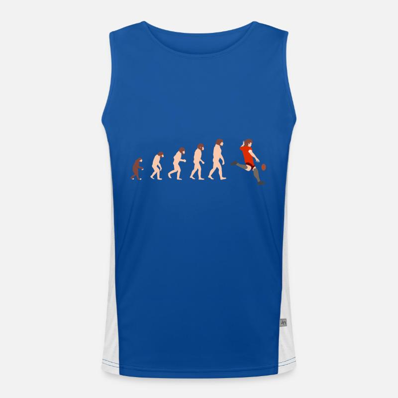 Idée cadeau Evolution Rugby Funny - Débardeur respirant contrasté Homme - bleu/blanc