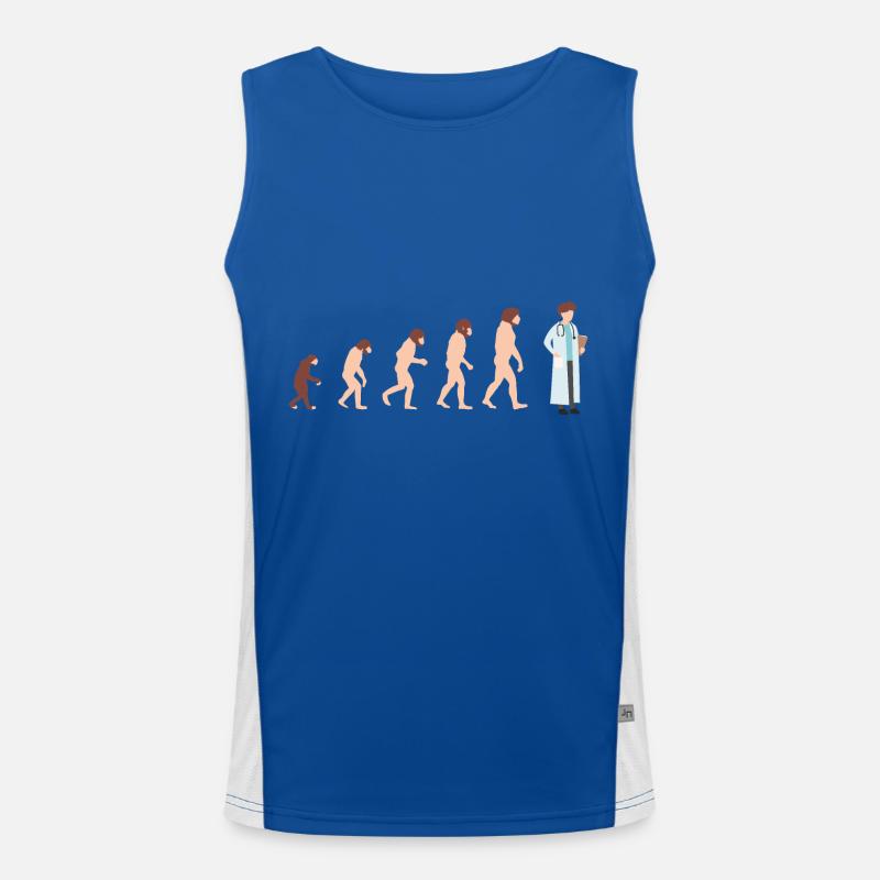 Evolution Arzt Doktor Lustige Geschenkidee Funktionelles Kontrast-Tank Top für Männer 