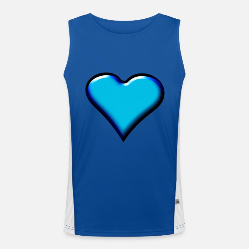 Herz blau hellblau Geschenkidee Funktionelles Kontrast-Tank Top für Männer 