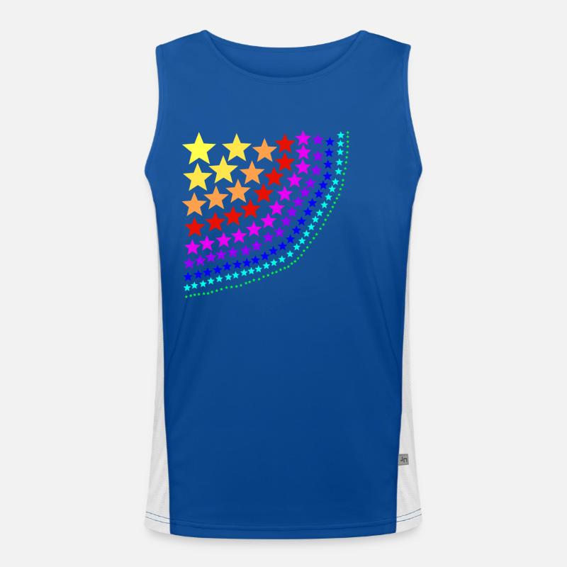 Sterne bunt Regenbogen Geschenkidee Funktionelles Kontrast-Tank Top für Männer 