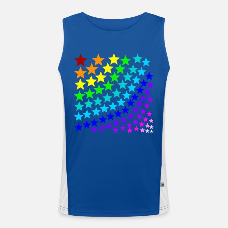Regenbogen Sterne Geschenkidee bunt Funktionelles Kontrast-Tank Top für Männer 