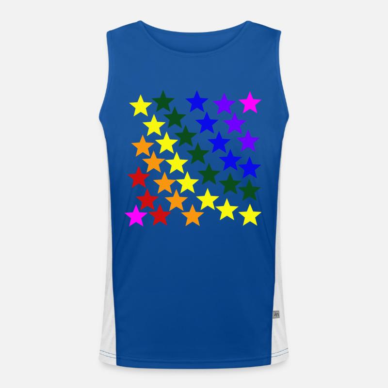 Sterne Regenbogen Geschenkidee bunt farbenfroh Funktionelles Kontrast-Tank Top für Männer 