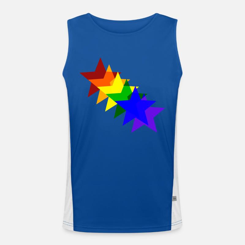 Bunte Sterne Regenbogen Geschenkidee Funktionelles Kontrast-Tank Top für Männer 
