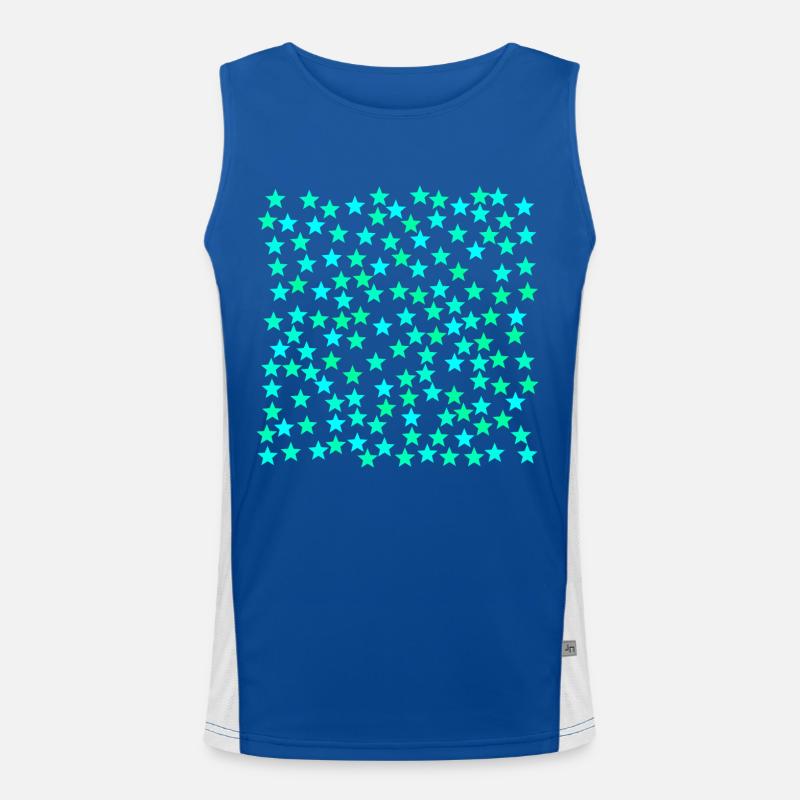 stars turquoise green light blue cyan gift idea Men's Functional Contrast Tank Top 