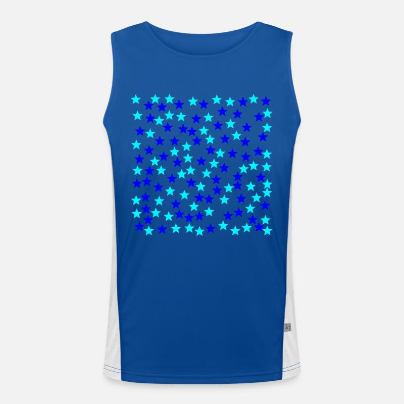 Sterne hellblau dunkelblau Geschenkidee Funktionelles Kontrast-Tank Top für Männer 