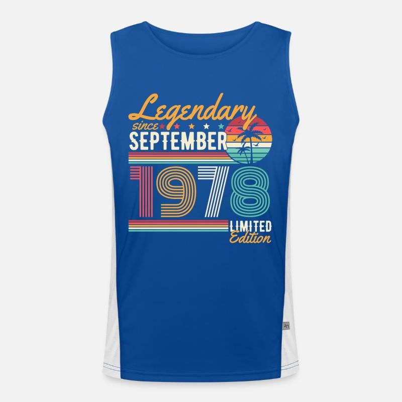 Legendary September Born 1978 Birthday Men's Functional Contrast Tank Top 