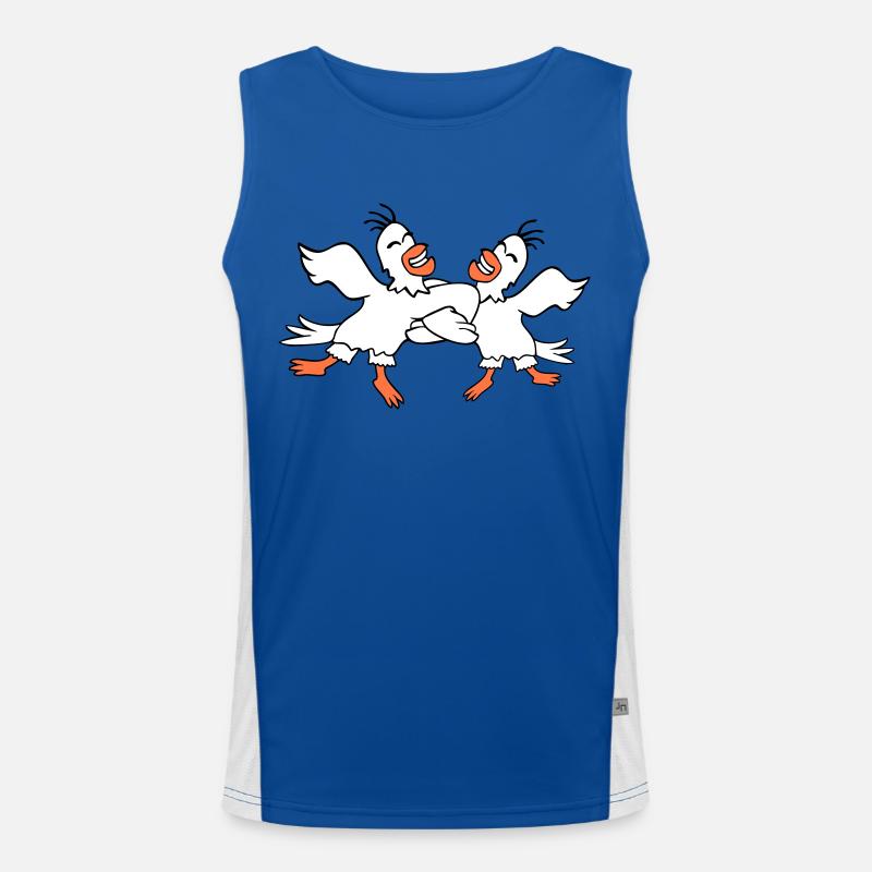 2 Ducks Dancing Circle Dance Polka Party Celebrate Fun Men's Functional Contrast Tank Top 