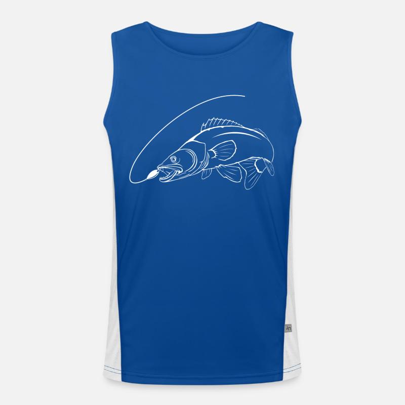 Zander mit Schnur 2 Funktionelles Kontrast-Tank Top für Männer 