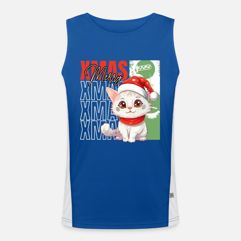 Chat Noël Joyeux Miaou Catmas Laide Mignon Débardeur respirant contrasté Homme 