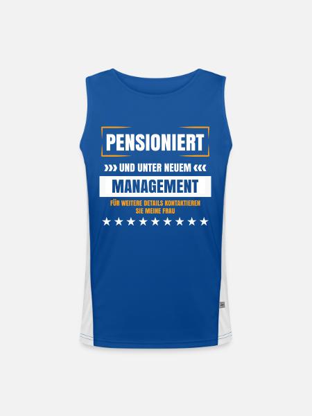 Pension lustige Sprüche Pensionist Rentner Humor - Funktionelles Kontrast-Tank Top für Männer  - Royal/Weiß - Vorne