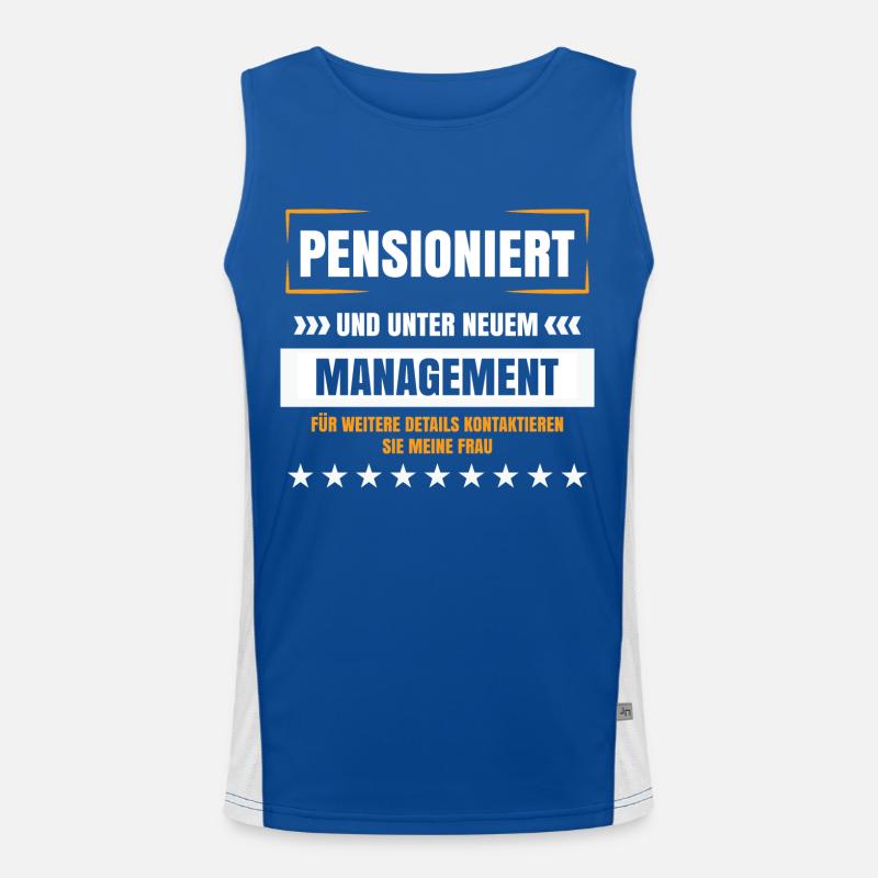 Pension lustige Sprüche Pensionist Rentner Humor Funktionelles Kontrast-Tank Top für Männer 