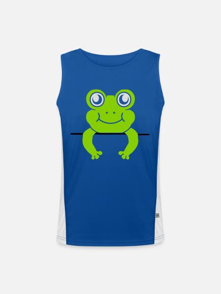 Frosch Mauer Schild Comic - Funktionelles Kontrast-Tank Top für Männer  - Royal/Weiß - Vorne