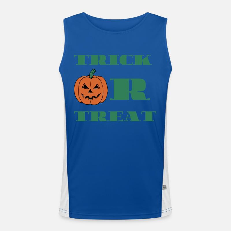 Trick Or Treat Kürbis Süßes oder Saures Halloween Funktionelles Kontrast-Tank Top für Männer 